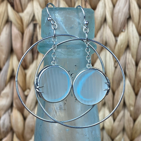 Ohajiki Sea Glass Hoops — Sterling Silver