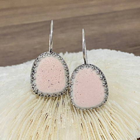 Pink Sea Tile Drop Earrings — Sterling Silver