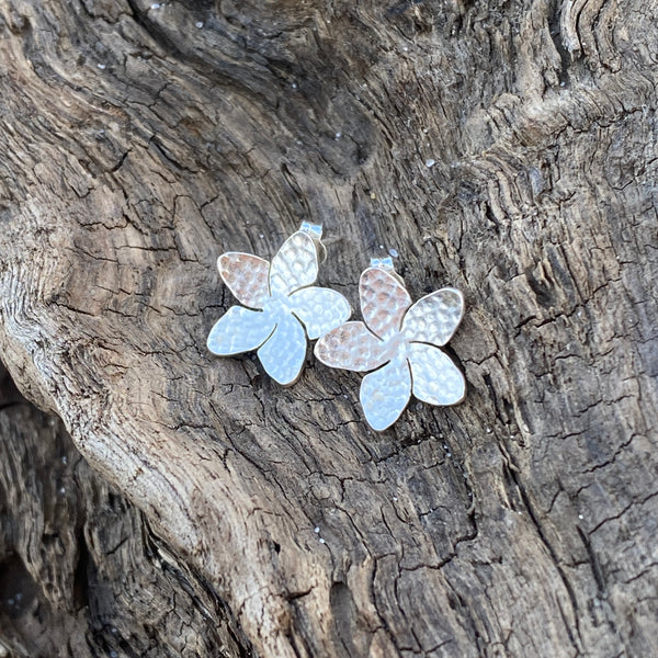 Plumeria Studs — Sterling Silver