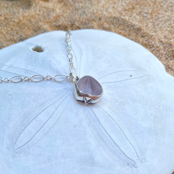 Lavender Burst Sea Glass Pendant — Sterling Silver