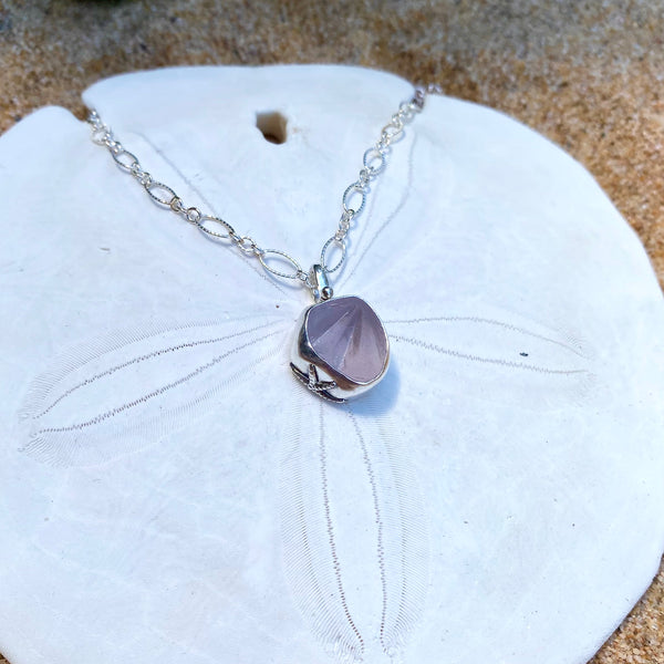 Lavender Burst Sea Glass Pendant — Sterling Silver