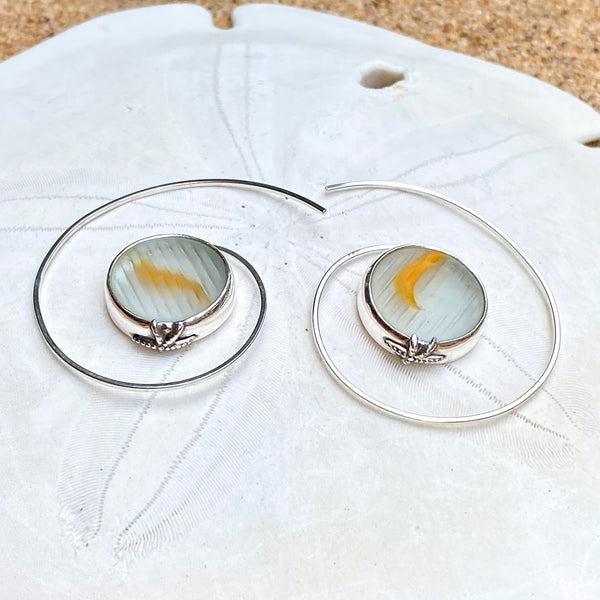 Ohajiki Sea Glass Swirl Hoops — Sterling Silver