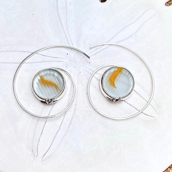 Ohajiki Sea Glass Swirl Hoops — Sterling Silver
