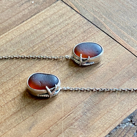 California Sea Glass Threader Earrings — Sterling Silver