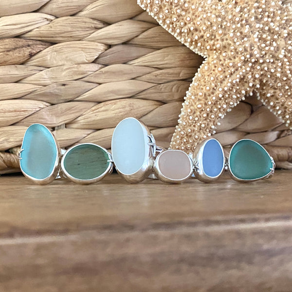 Pastel Sea Glass Rings — Sterling Silver