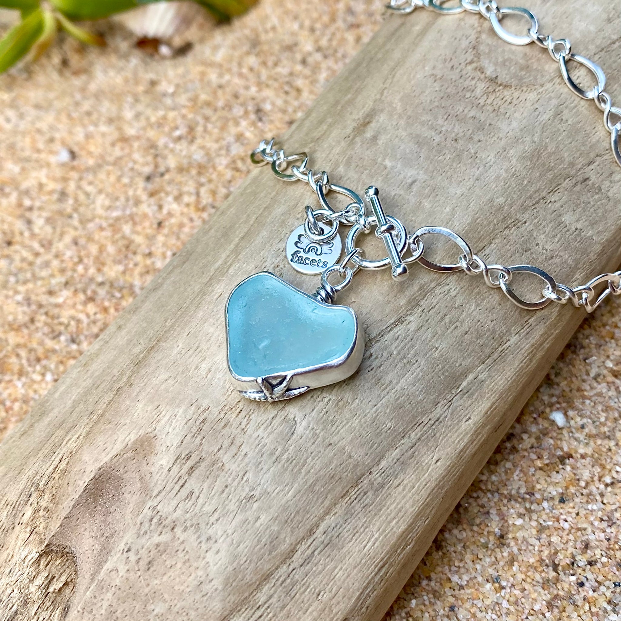 Sky Blue Signature Heart Pendant — Sterling Silver