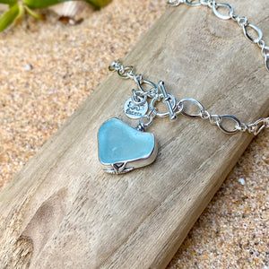 Sky Blue Signature Heart Pendant — Sterling Silver