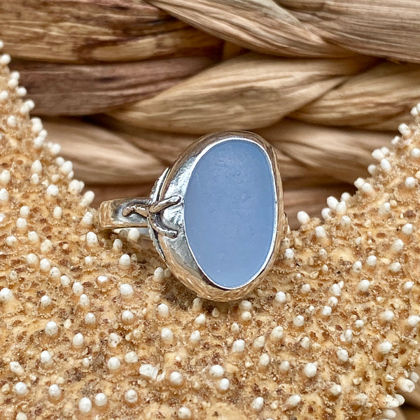 Pastel Sea Glass Ring Collection — Sterling Silver