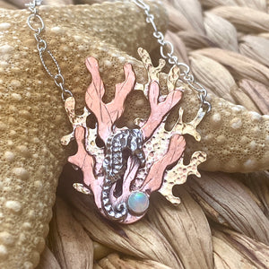 Seahorse Coral Garden Statement Necklace — Sterling Silver