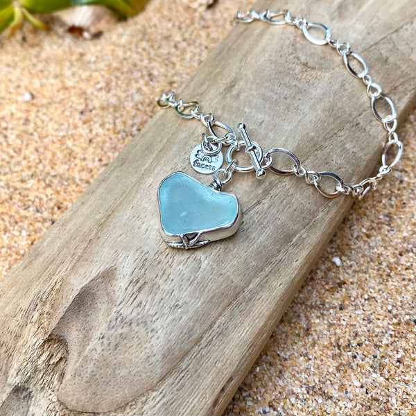 Sky Blue Signature Heart Pendant — Sterling Silver