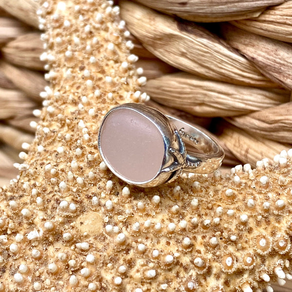 Milky Rose Pastel Sea Glass Ring — Sterling Silver