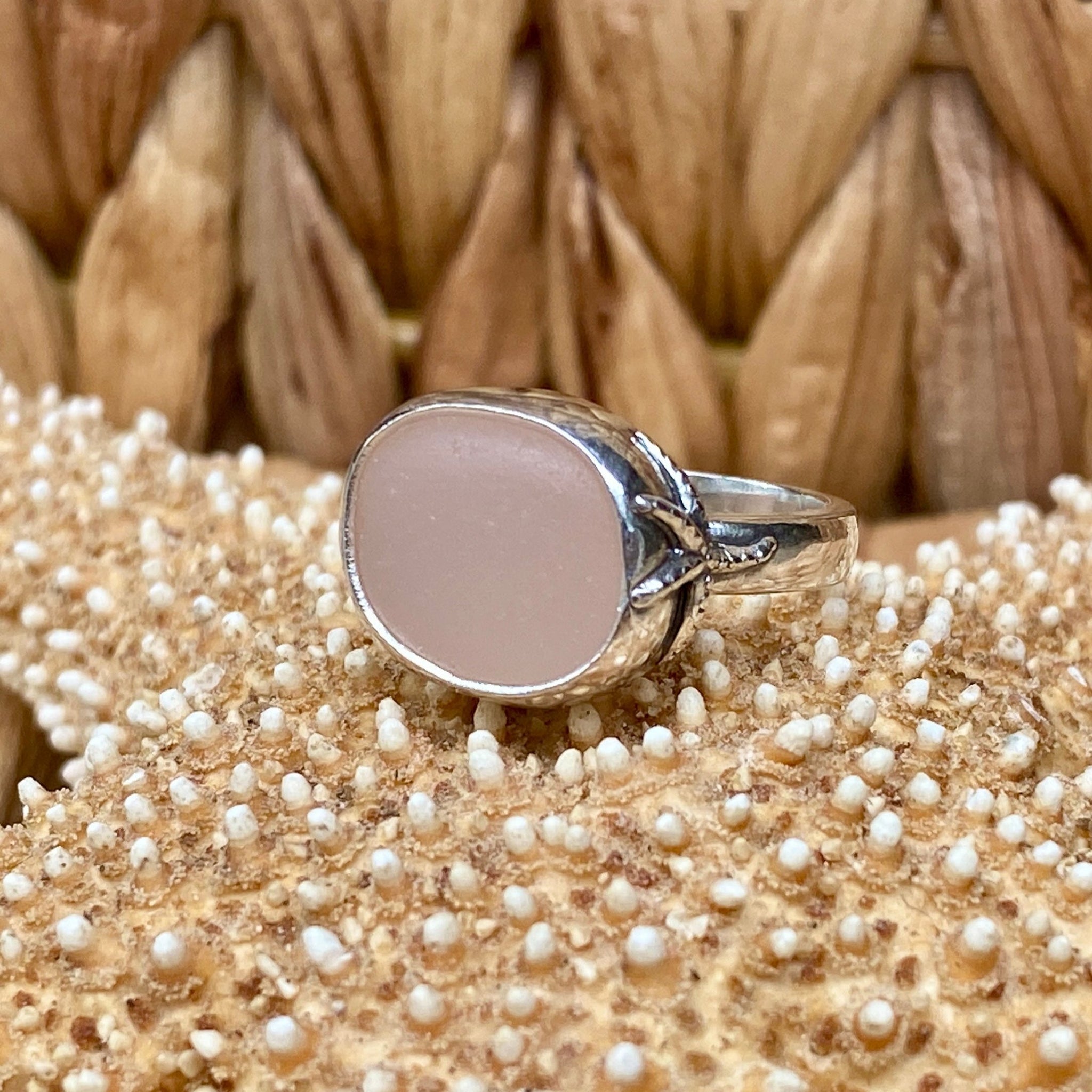 Milky Rose Pastel Sea Glass Ring — Sterling Silver