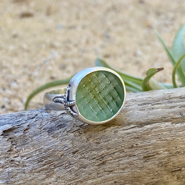 Signature Style Moss Green Ohajiki Sea Glass Ring — Sterling Silver