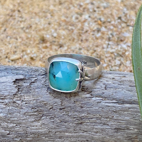 Peruvian Opal Solitare Ring — Sterling Silver