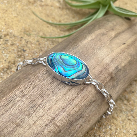 Abalone Signature  Link Bracelet — Sterling Silver