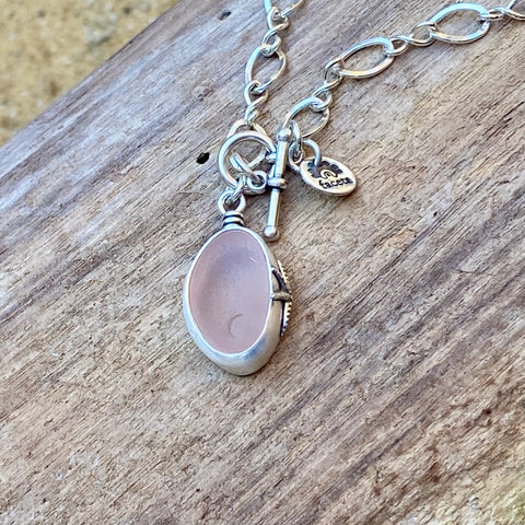 Soft Pink Signature Sea Glass Pendant— Sterling Silver