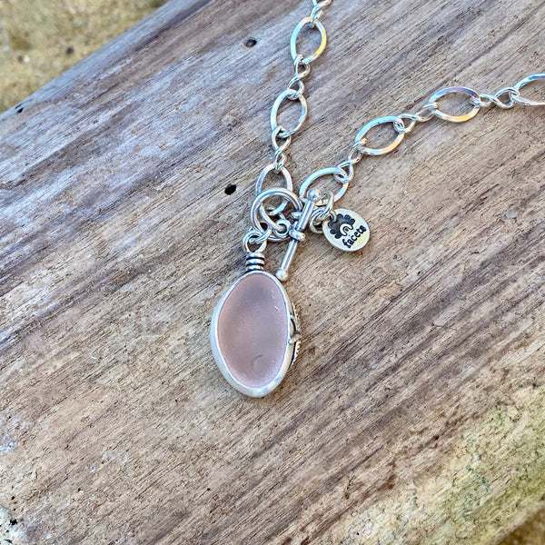 Soft Pink Signature Sea Glass Pendant— Sterling Silver