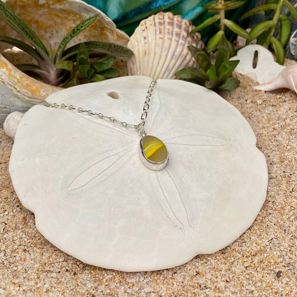 Yellow Ribbon Marble Pendant — Sterling Silver