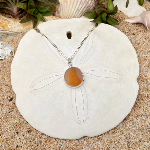 Orange Flame Marble Pendant — Sterling Silver