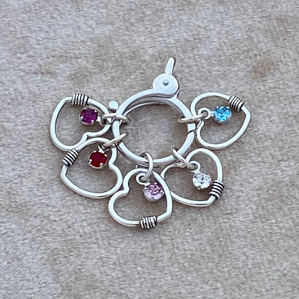 Crystal Heart with Rope Detail Charm — Sterling Silver
