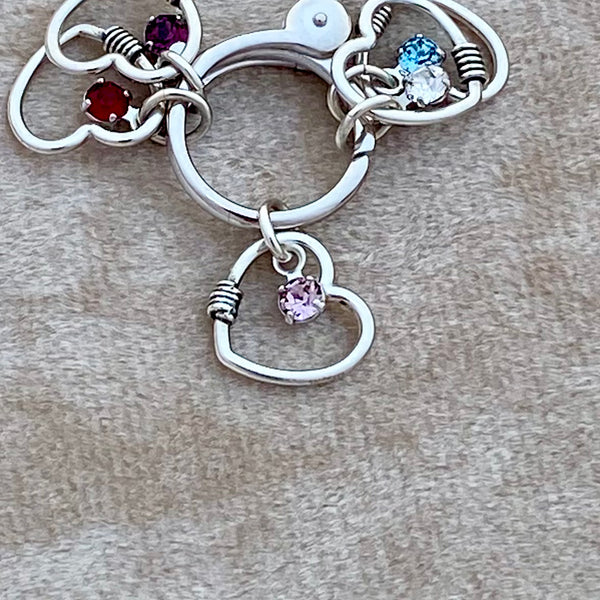 Crystal Heart with Rope Detail Charm — Sterling Silver