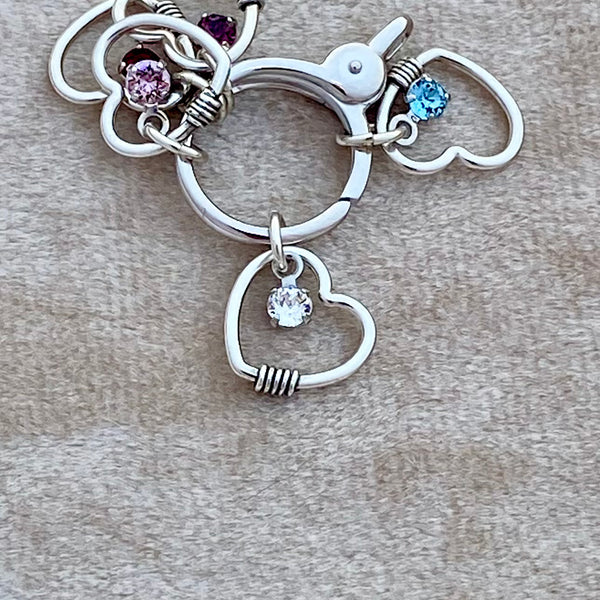 Crystal Heart with Rope Detail Charm — Sterling Silver