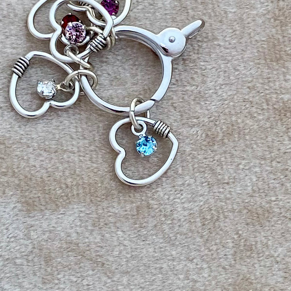 Crystal Heart with Rope Detail Charm — Sterling Silver