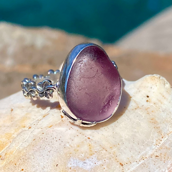 Deep Purple Aloha Ring — Sterling Silver