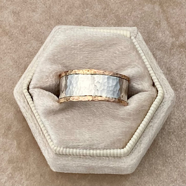 Hammered Mixed Metal Ring — Sterling Silver