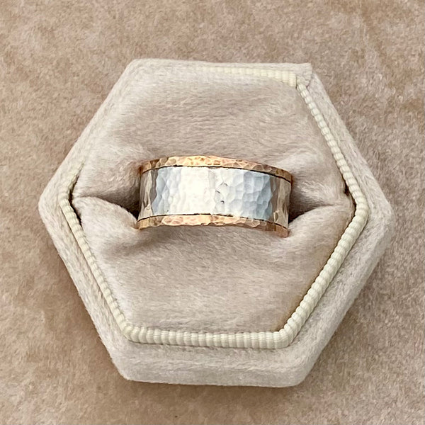 Hammered Mixed Metal Ring — Sterling Silver