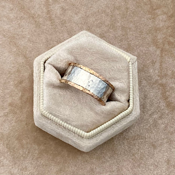 Hammered Mixed Metal Ring — Sterling Silver