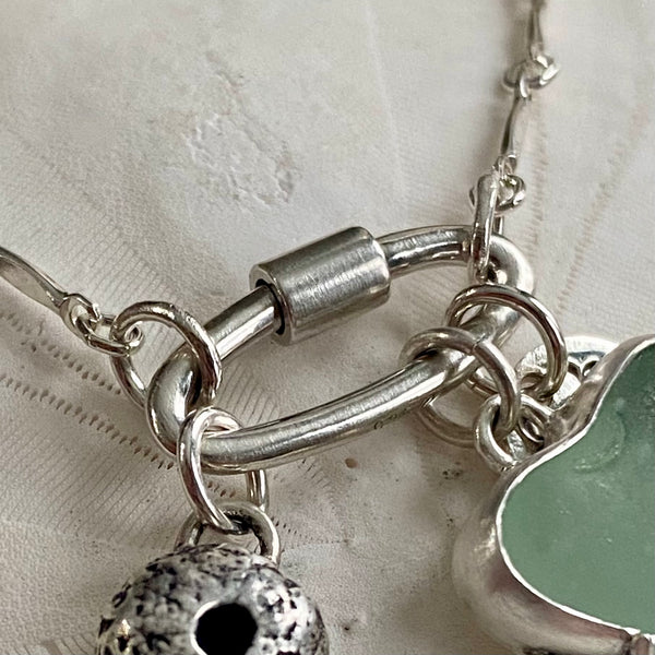 Bubbled Sea Glass Heart Charm Set - À la Carte — Sterling Silver