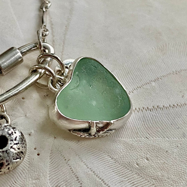 Bubbled Sea Glass Heart Charm Set - À la Carte — Sterling Silver