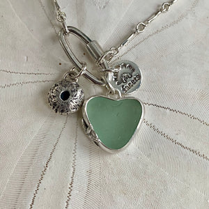 Bubbled Sea Glass Heart Charm Set - À la Carte — Sterling Silver