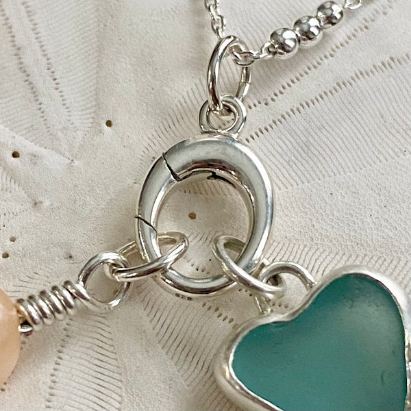 Aqua Mini Sea Glass Heart Charm Set - À la Carte — Sterling Silver