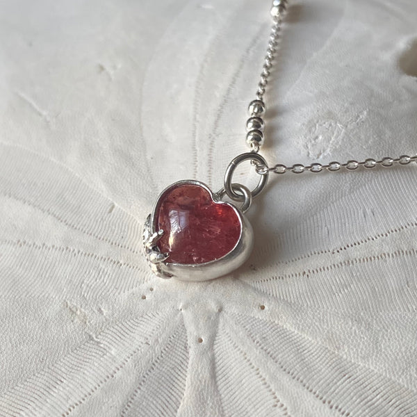 Tiny Tourmaline Sweetheart Pendant — Sterling Silver