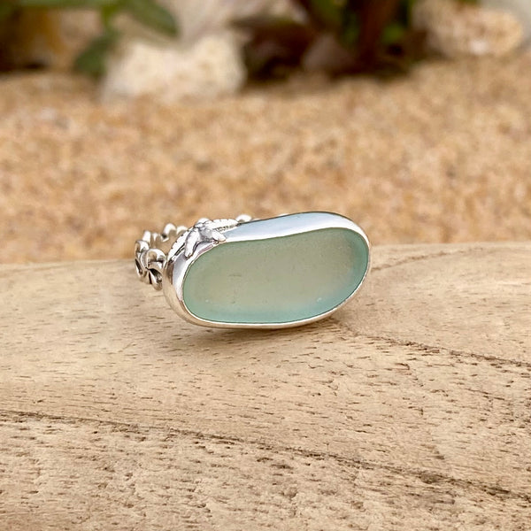 Light Sea Foam Green Aloha Ring — Sterling Silver