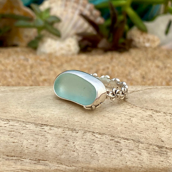 Light Sea Foam Green Aloha Ring — Sterling Silver