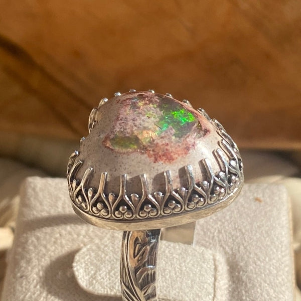Don't Go Breakin' My heart Mexican Opal Ring — Sterling Silver