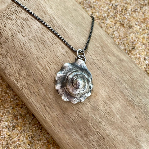 Whelk Shell Pendant — Sterling Silver