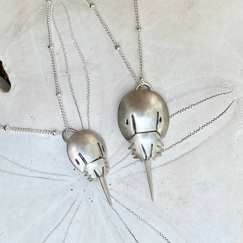 Medium Horseshoe Crab Pendant —Sterling Silver