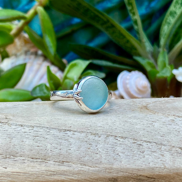 Seafoam Blue Signature Sea Glass Ring — Sterling Silver