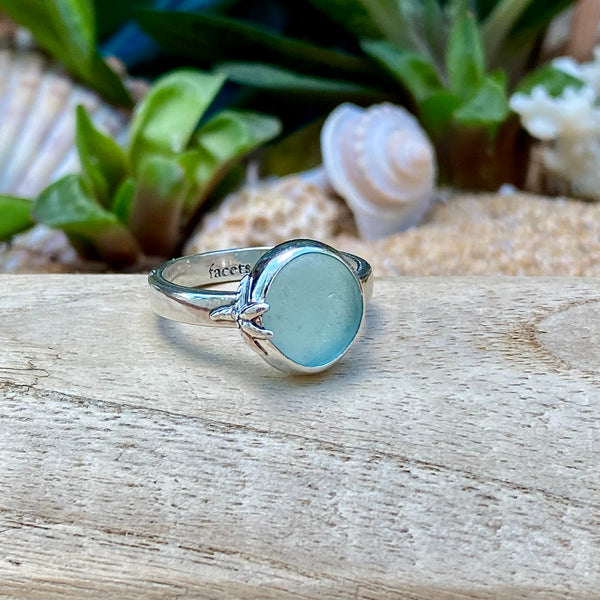 Seafoam Blue Signature Sea Glass Ring — Sterling Silver