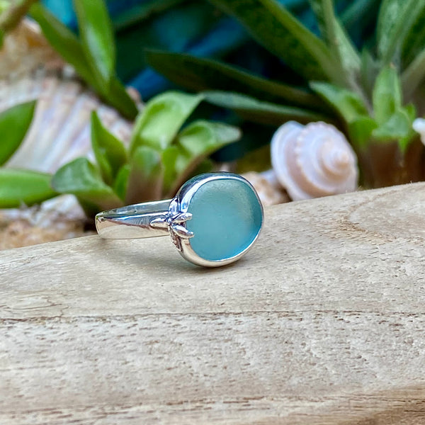 Light Aqua Signature Sea Glass Ring — Sterling Silver
