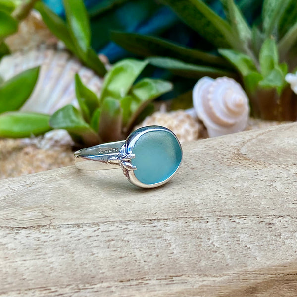 Light Aqua Signature Sea Glass Ring — Sterling Silver