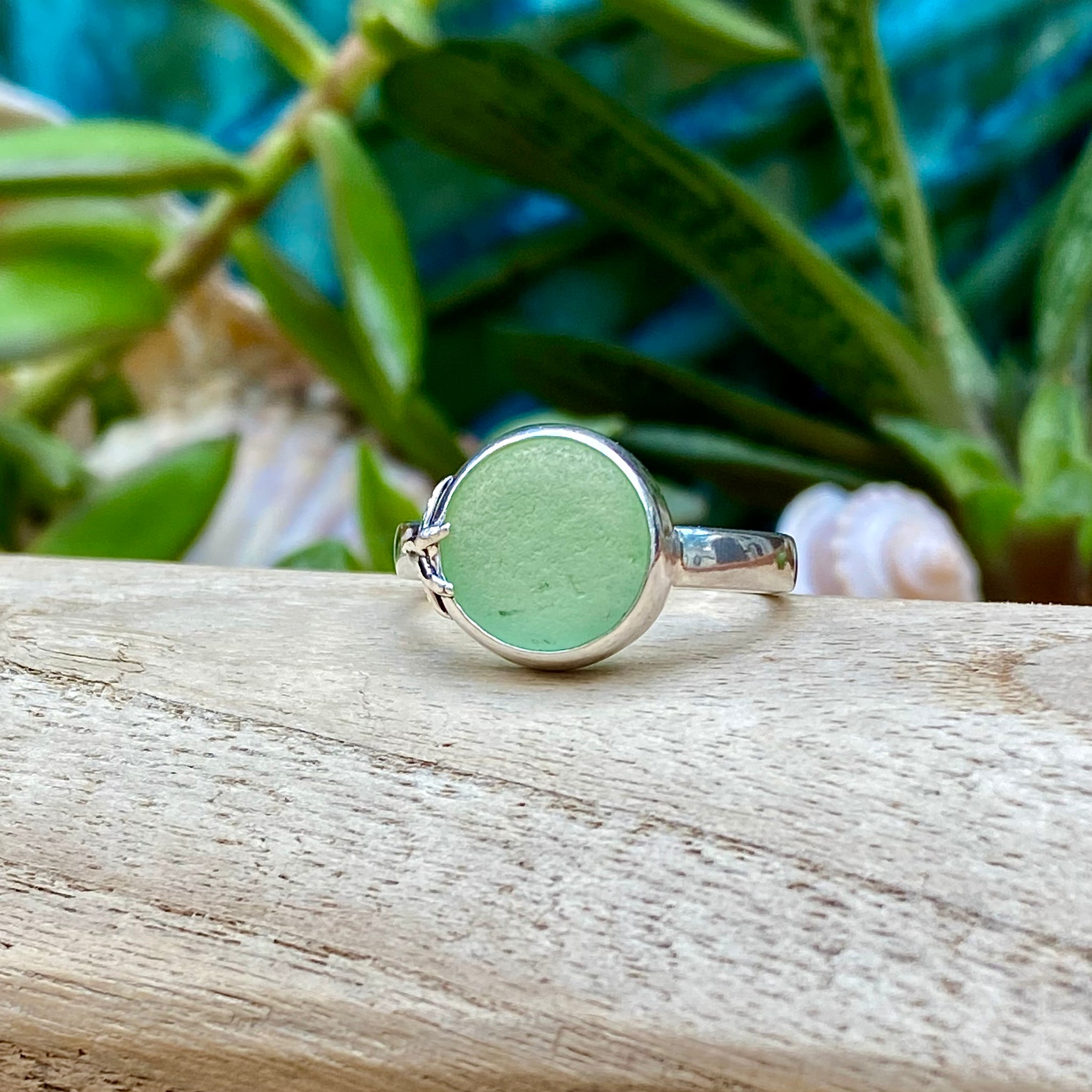 Soft Green Signature Sea Glass Ring — Sterling Silver