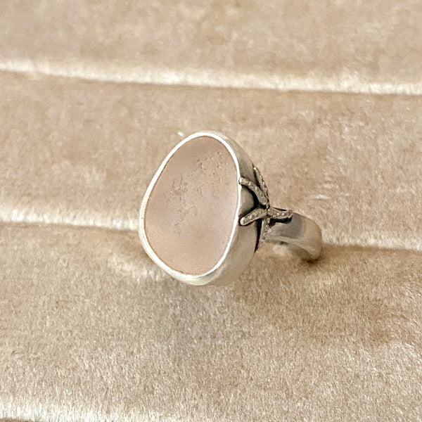 Soft Pink Sea Glass Ring — Sterling Silver