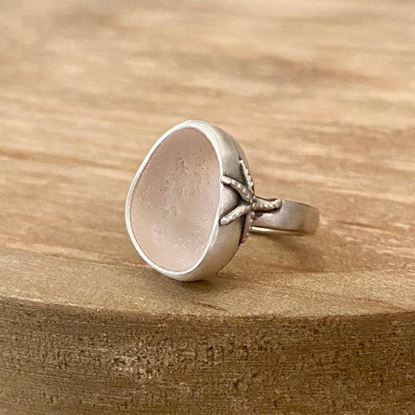 Soft Pink Sea Glass Ring — Sterling Silver