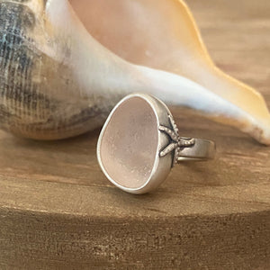 Soft Pink Sea Glass Ring — Sterling Silver