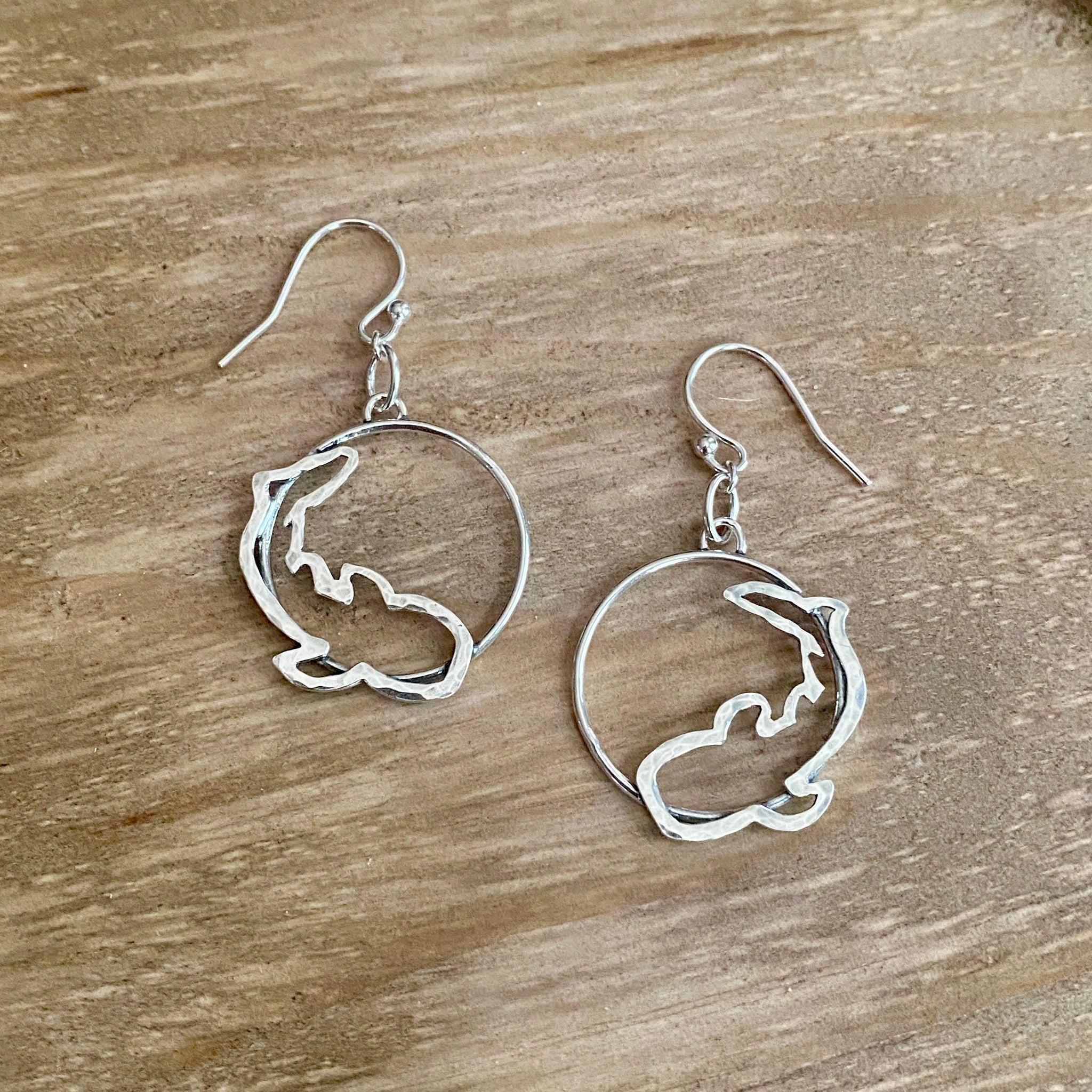 Hammered Shark Hoops— Sterling Silver